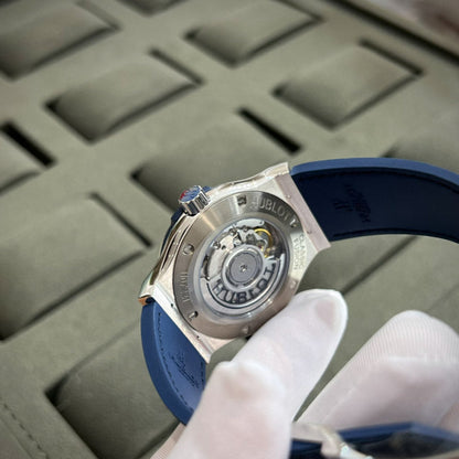 Hublot Classic Fusion Bracelet Full Degree Diamond Moissanite Blue Watch