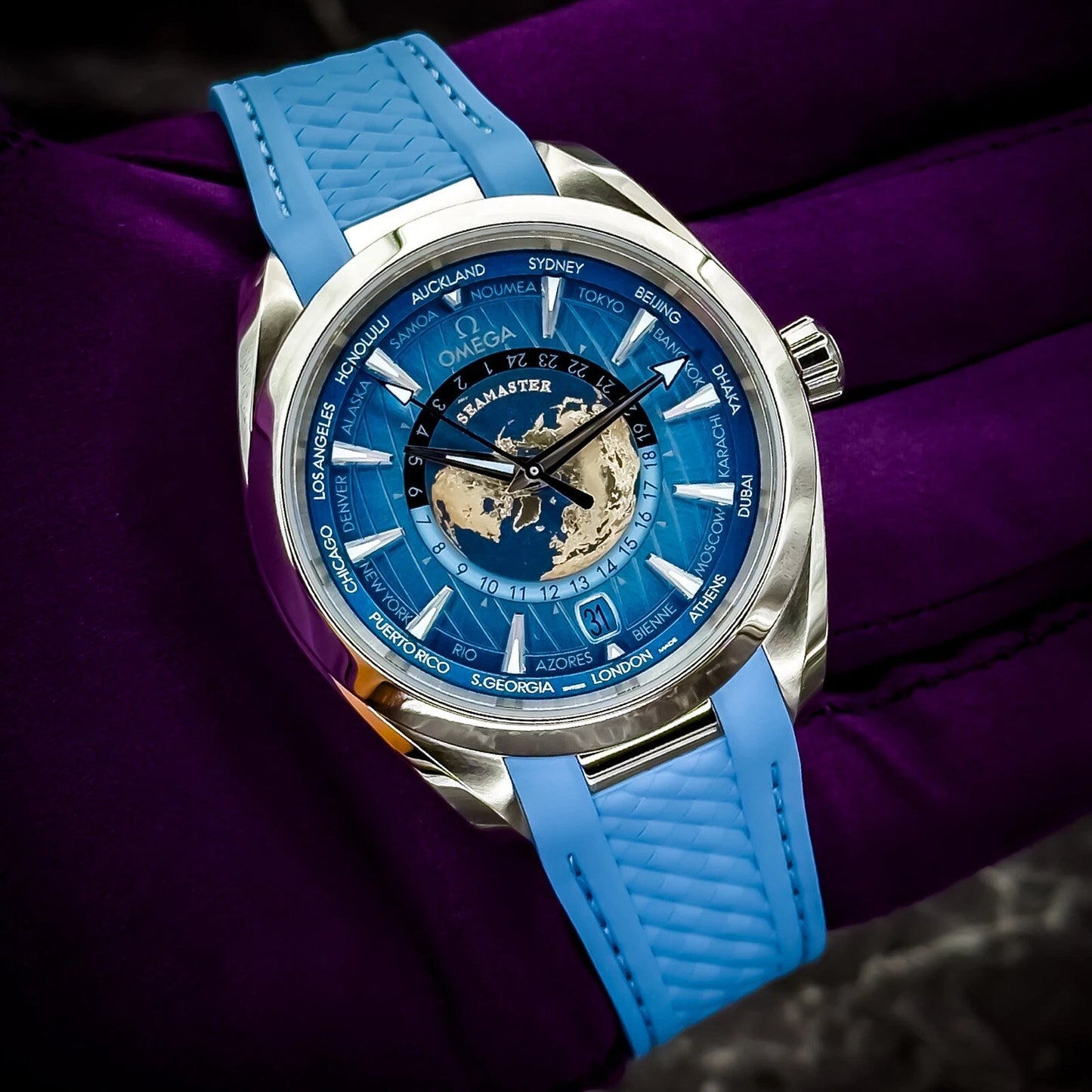 Omega Sea Master Aqua Terra WorldTimer Summer Blue FullSet Ref#220.12.43.22.03.0