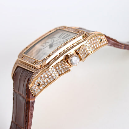 Cartier Santos series diamond-set classic watch