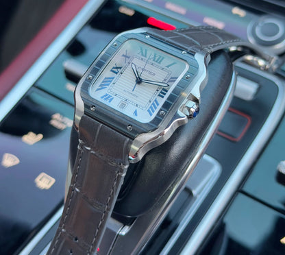 Cartier SANTOS series leather strap wristwatch