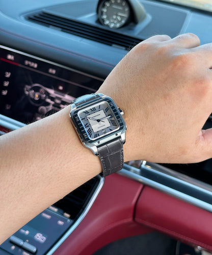 Cartier SANTOS series leather strap wristwatch