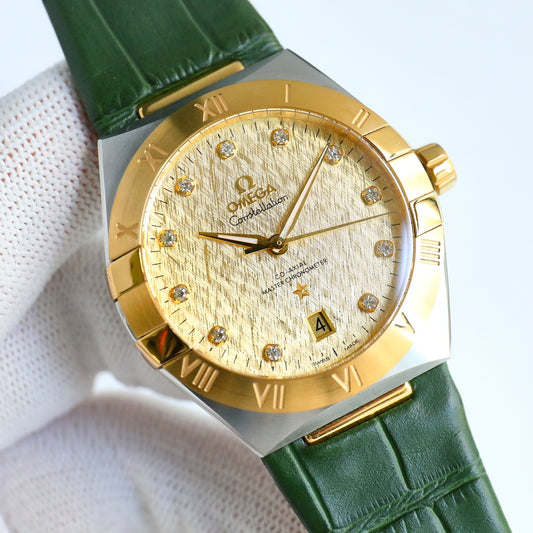 Omega Constellation Series Leather Strap Watch