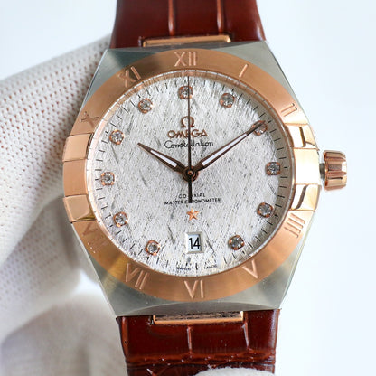 Omega Constellation Series Leather Strap Watch