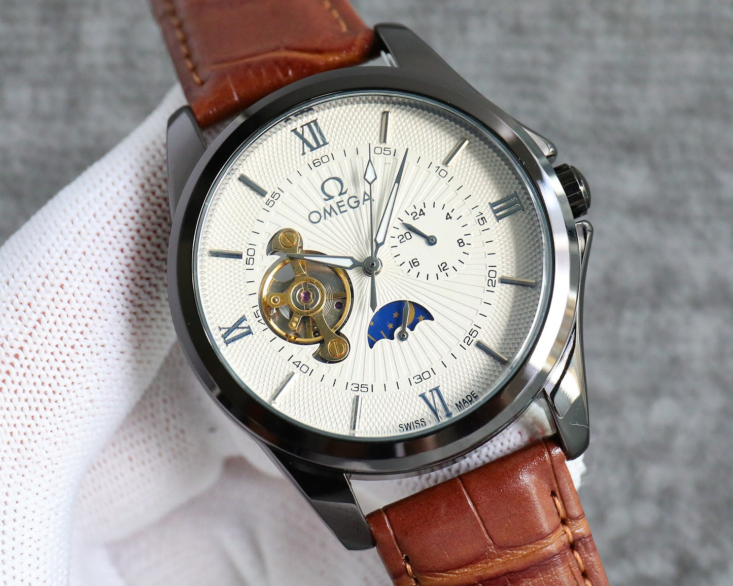 Omega Nine Wheel Fully Automatic Sun Moon Star Mechanical Watch