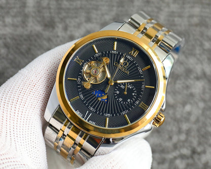 Omega Nine Wheel Fully Automatic Sun Moon Star Metal Strap Watch
