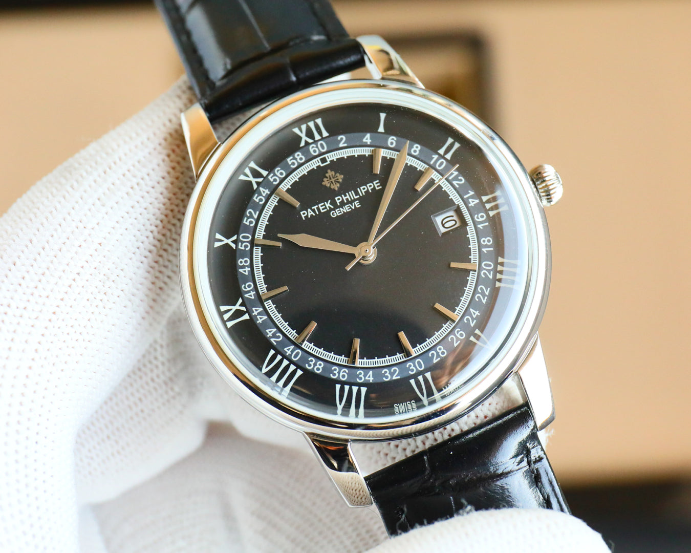 Patek Philippe Disc Leather Strap Fully Automatic Mechanical Watch