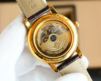 Patek Philippe Disc Leather Strap Fully Automatic Mechanical Watch