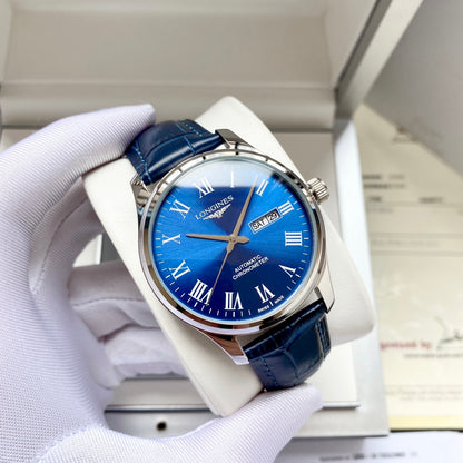 Longines fully automatic Nishitetsu leather strap men's watch