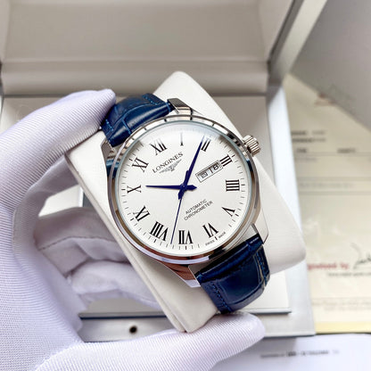Longines fully automatic Nishitetsu leather strap men's watch