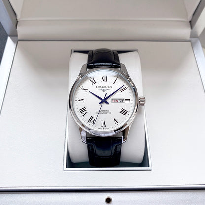 Longines fully automatic Nishitetsu leather strap men's watch