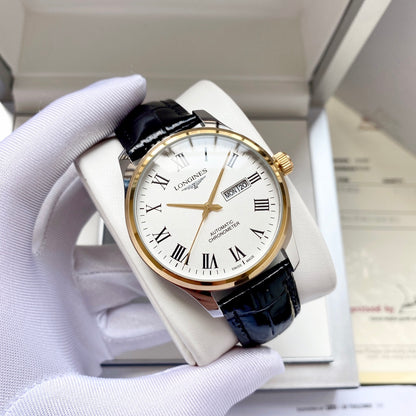 Longines fully automatic Nishitetsu leather strap men's watch