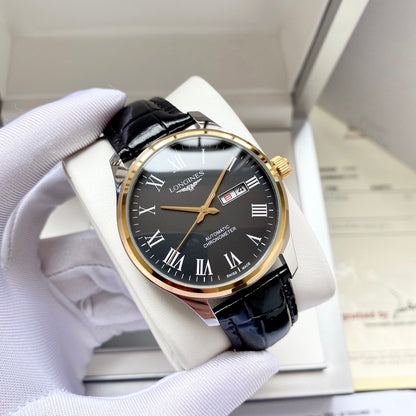 Longines fully automatic Nishitetsu leather strap men's watch