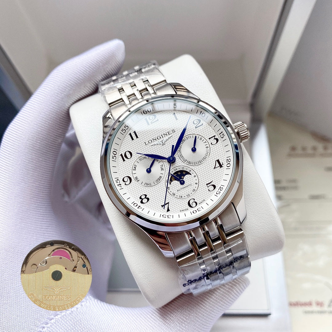Longines Craftsman Calendar Multi functional Metal Strap Watch