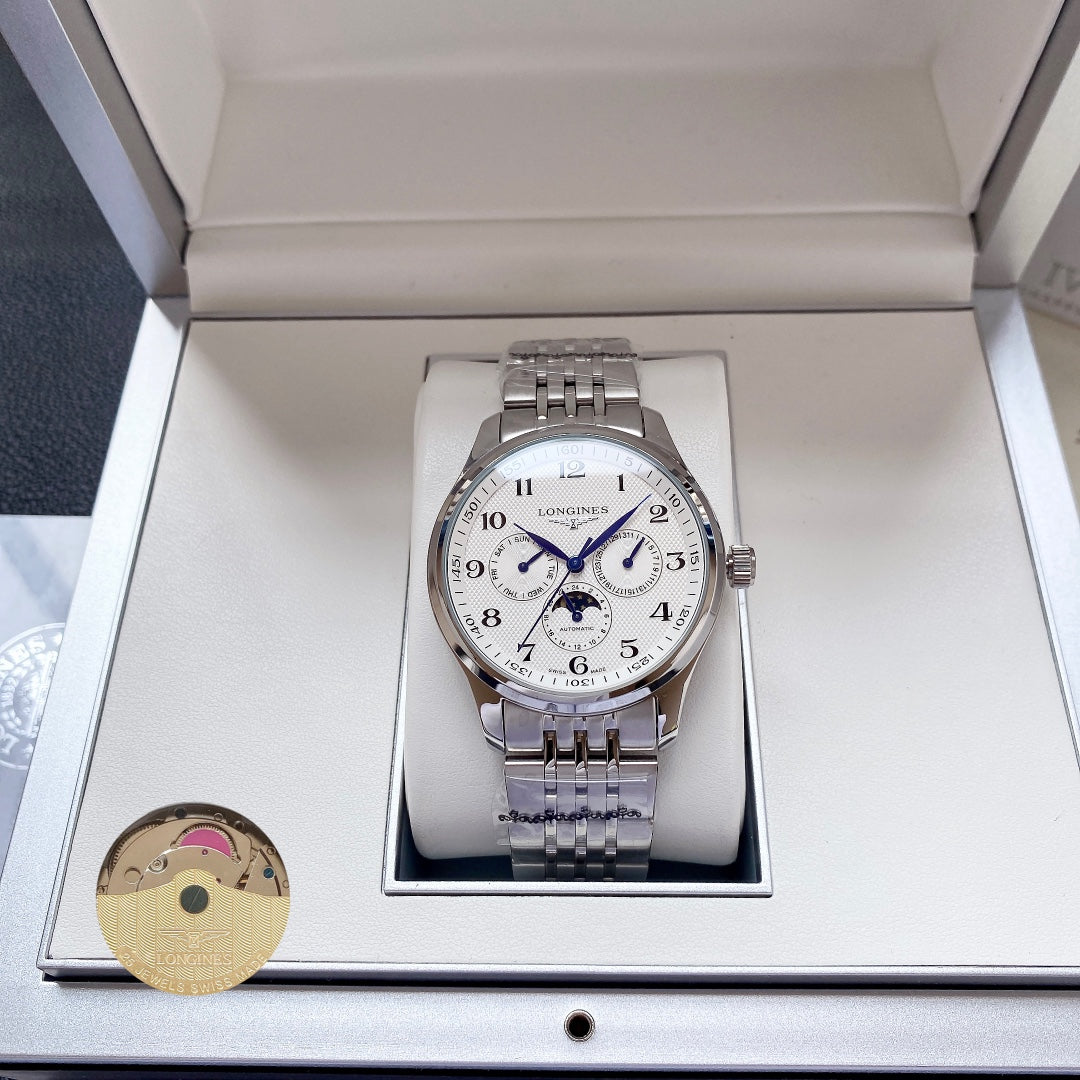 Longines Craftsman Calendar Multi functional Metal Strap Watch