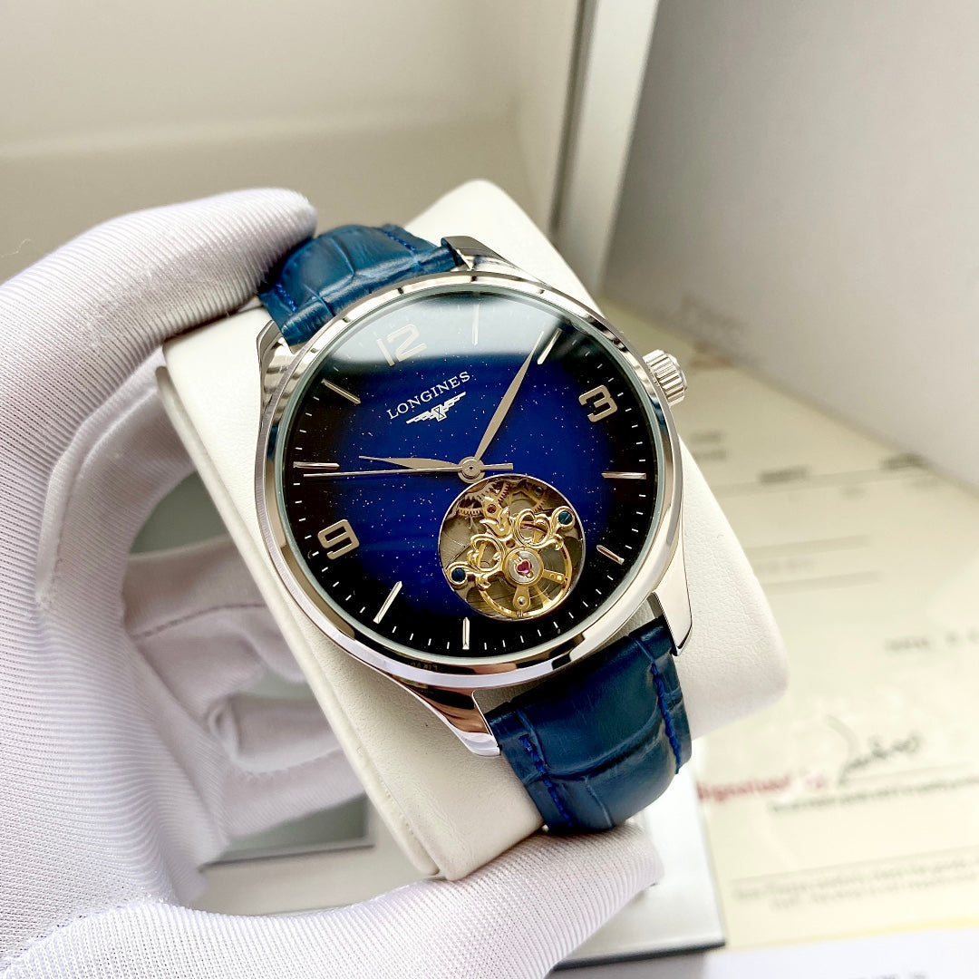 Longines round dial leather strap classic watch
