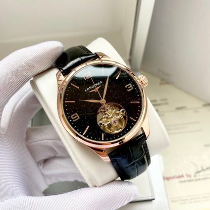 Longines round dial leather strap classic watch