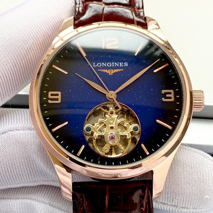 Longines round dial leather strap classic watch