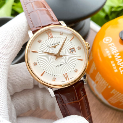 Longines Classic Retro Leather Strap Watch