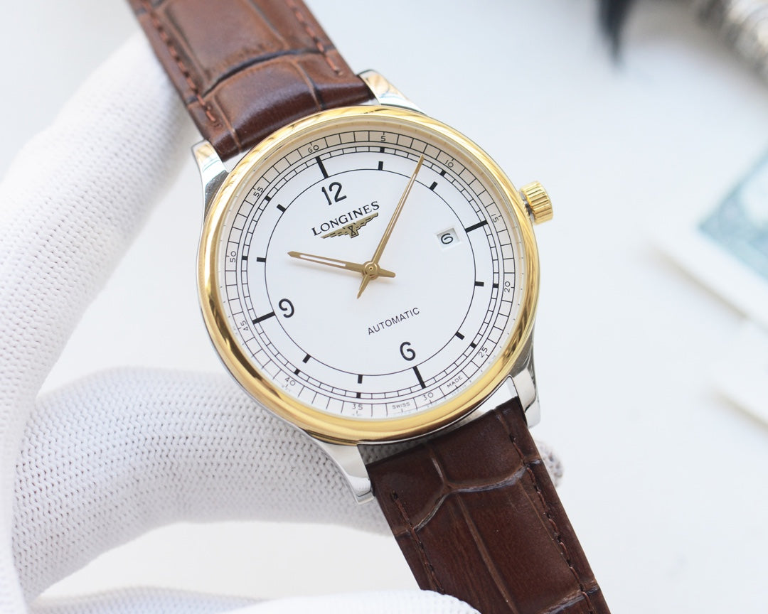 Longines fully automatic mechanical movement textured watch