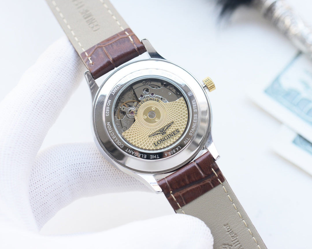 Longines fully automatic mechanical movement textured watch