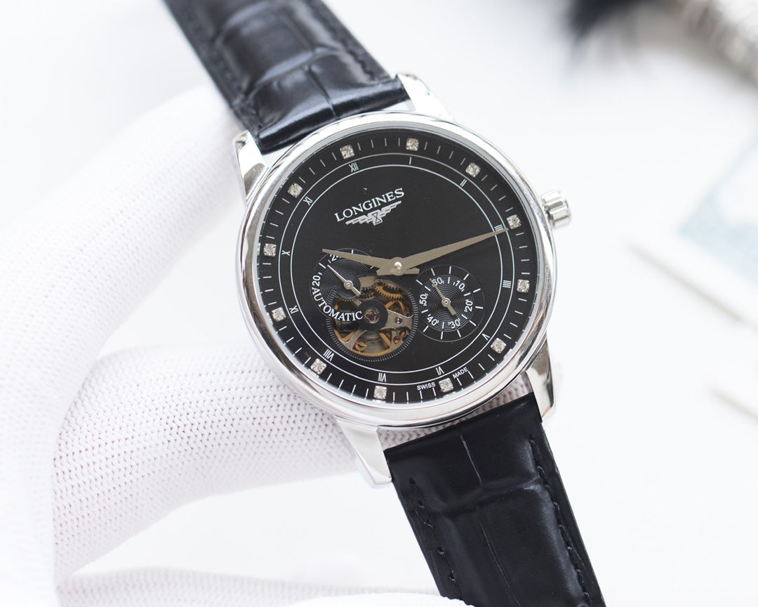 Longines high-quality leather strap watch