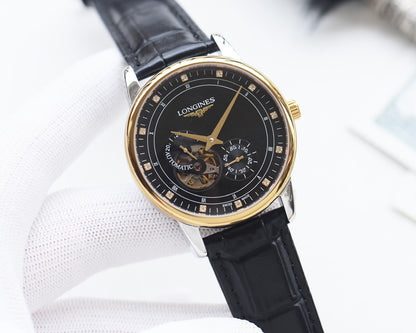 Longines high-quality leather strap watch