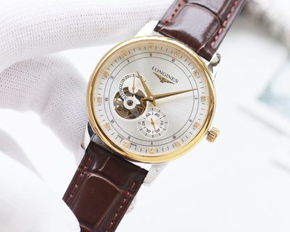 Longines high-quality leather strap watch