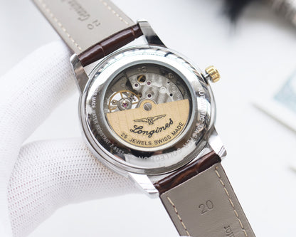 Longines high-quality leather strap watch